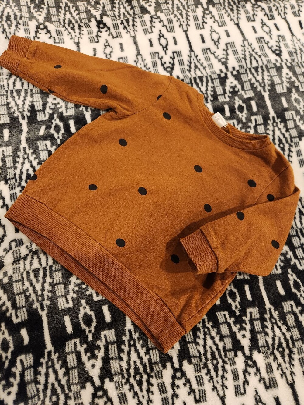 H&M Kids Polka Dot Sweatshirt - Brown, Size 12-18M